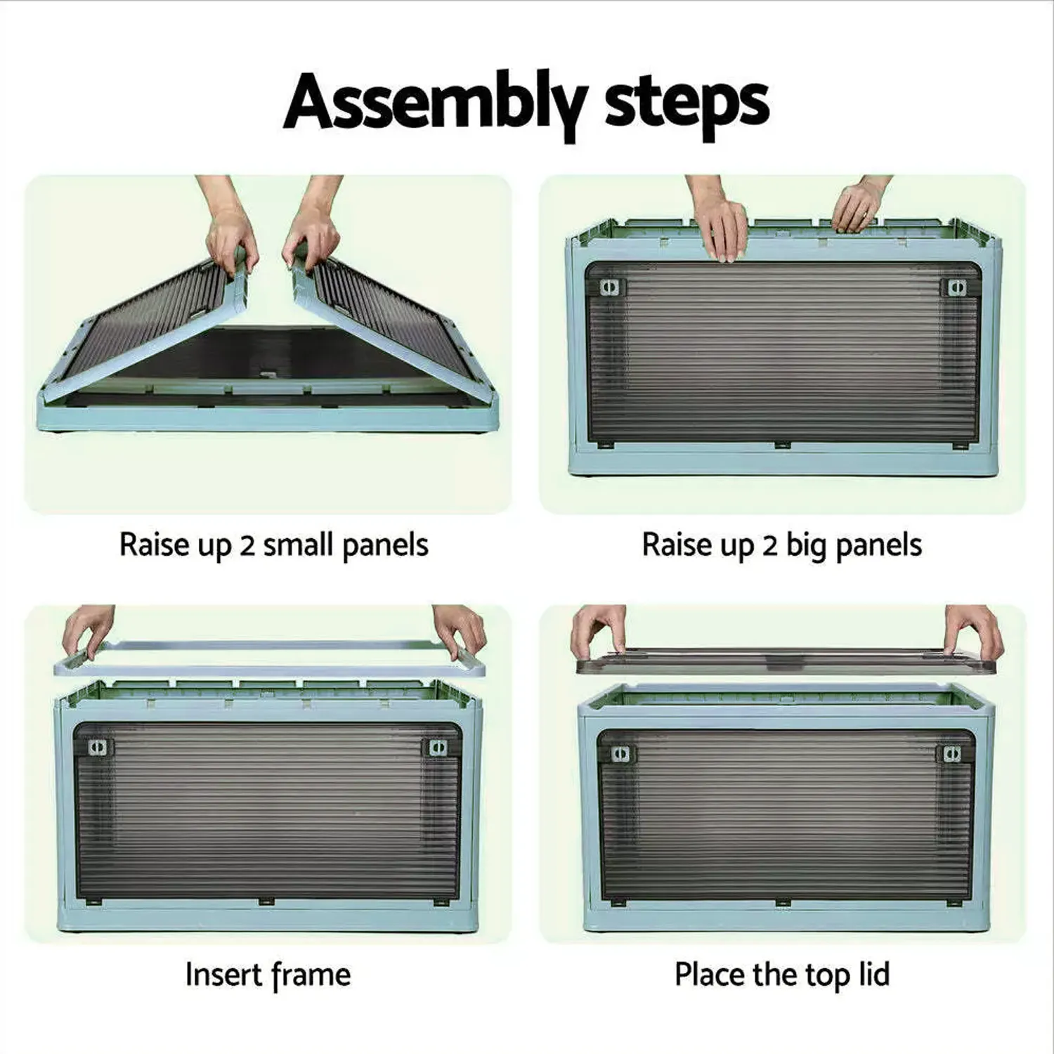 28L Blue Storage Container | Stackable | 5 Sides Open Top Lid | Transparent | Foldable