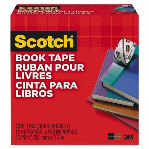 Book Tape, 3" Core, 1.5" X 15 Yds, Clear