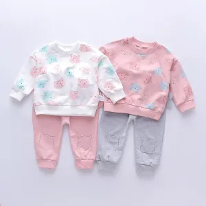 bulk buy baby vests Baby Girl Cat Print Long Sleeves Pajamas Top & Pants