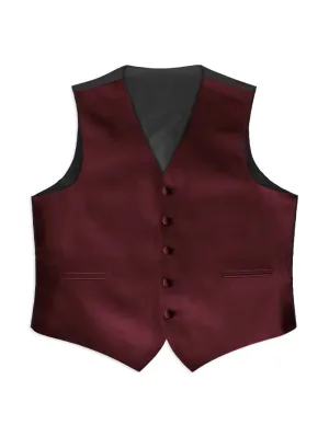 Burgundy Poly Satin Tuxedo Vest (105V-45) and Tie Set