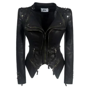 Clearance Punk-Shoulder Pad Moto Jacket