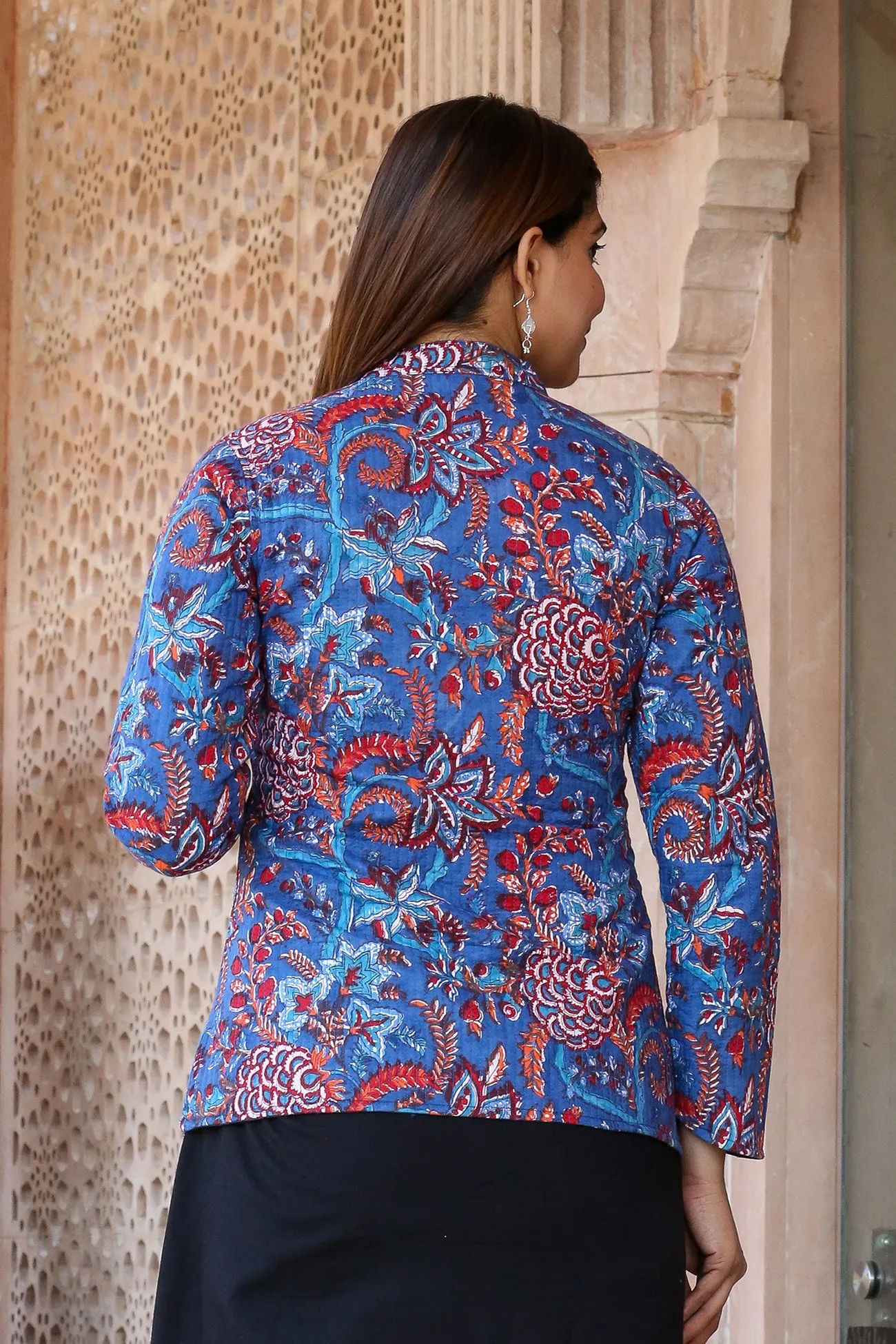 Cotton Quilted Jacket in Blue