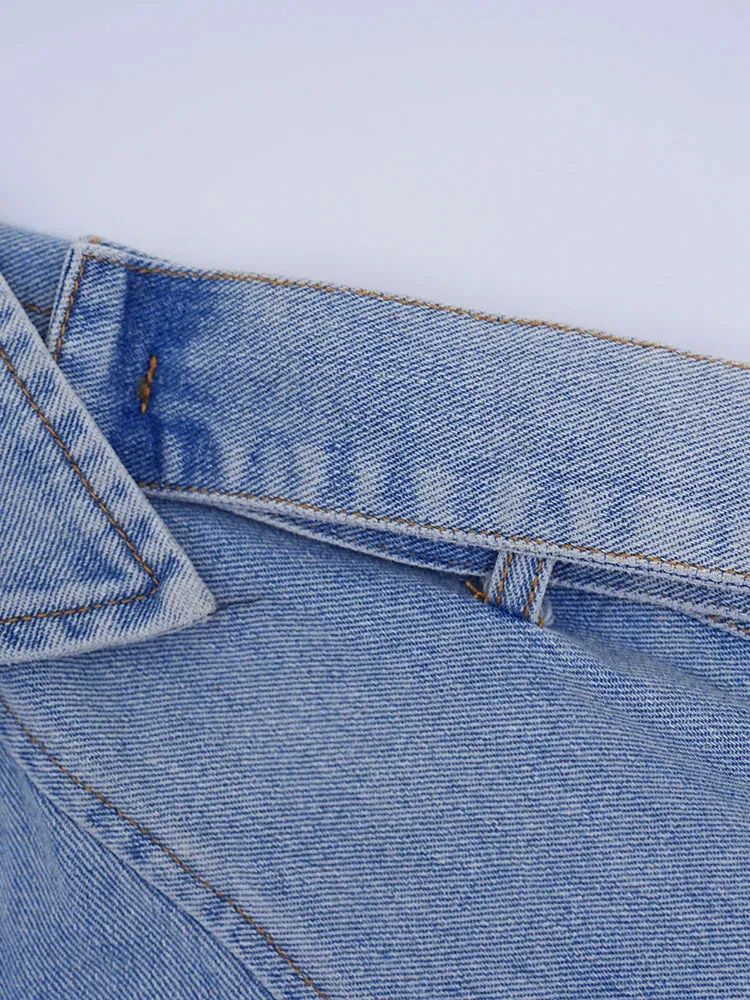 Denim jackets with unusual Waist