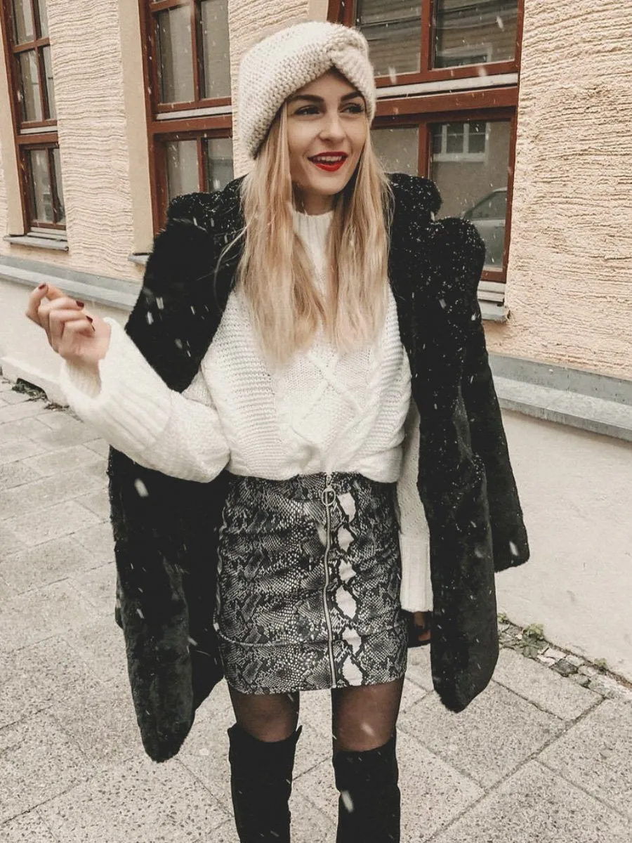Diamond Knitted Pullovers - White/Green