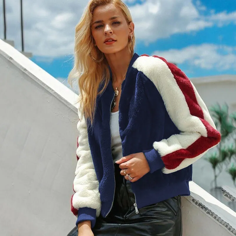 Fashion Colorblock Fleece Jacket