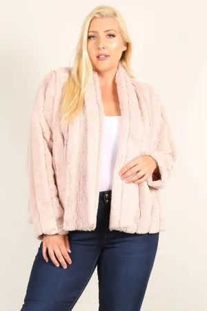 Faux Fur Loose Fit Jacket With Open Front