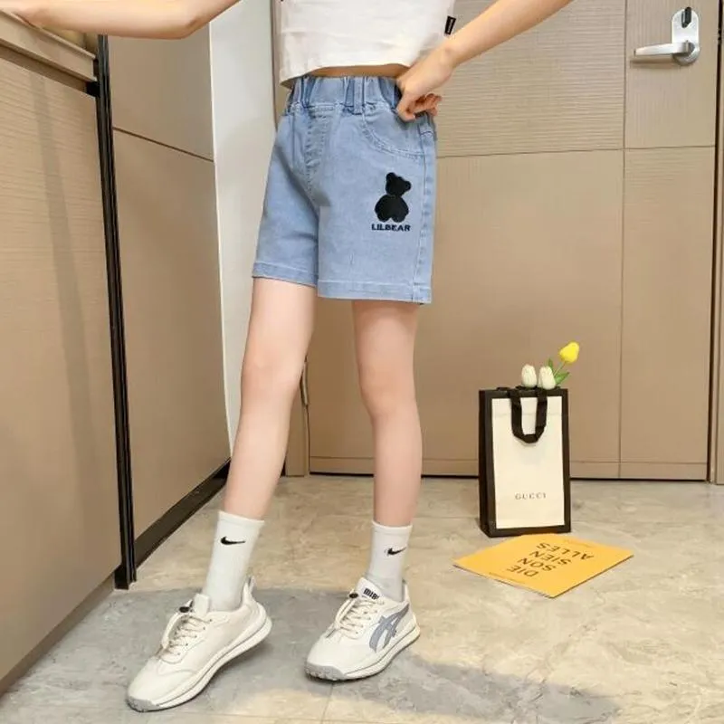 Girl Cartoon Bear Pattern Shorts