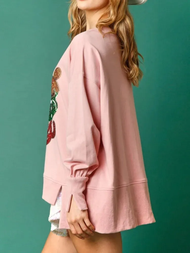 Glitter Patchwork Vintage Harajuku Christmas Hoodie - Long Sleeve
