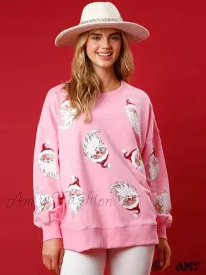 Glitter Patchwork Vintage Harajuku Slim Long Sleeve Christmas Hoodie Streetwear
