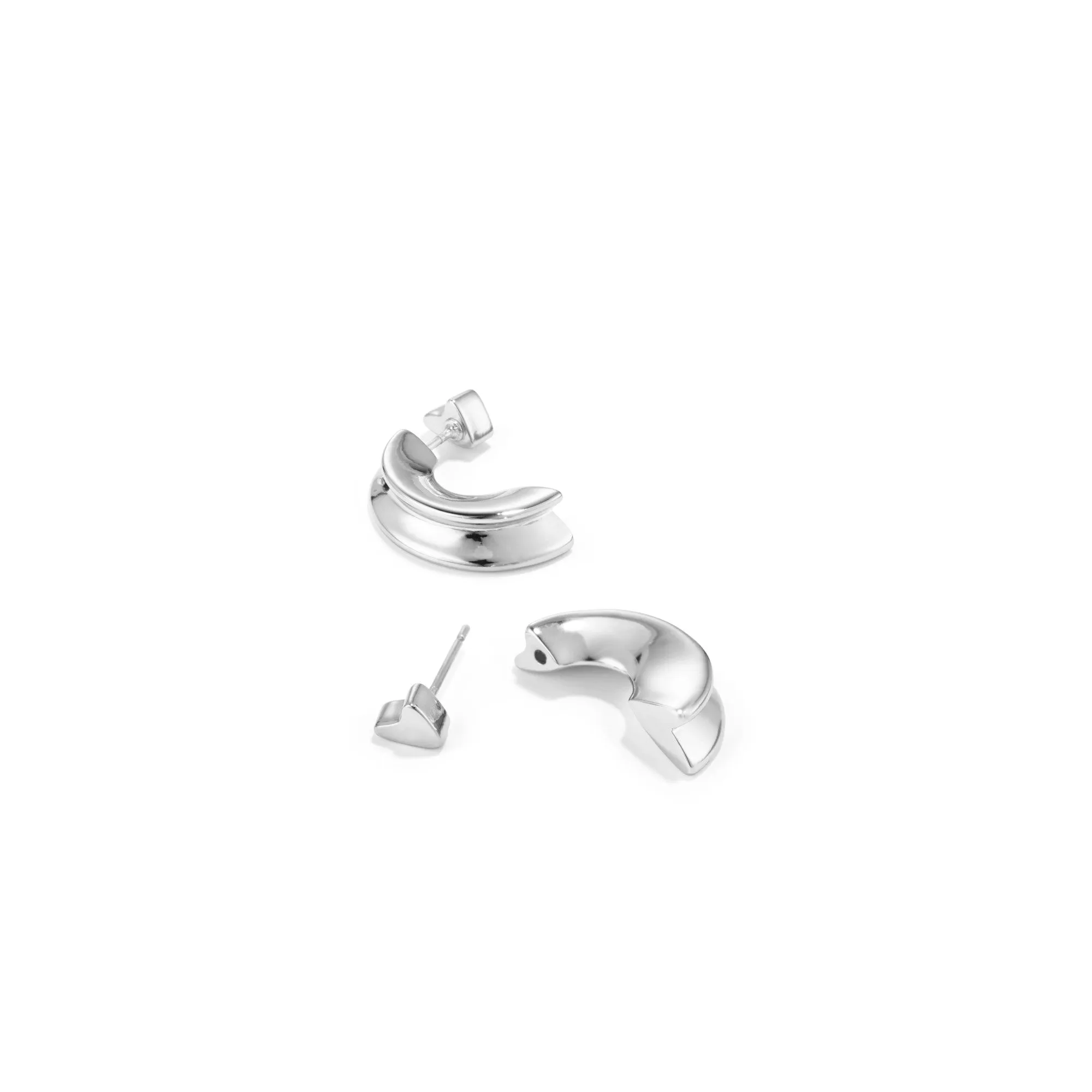 Hidden Heart Ear Jackets (Silver)