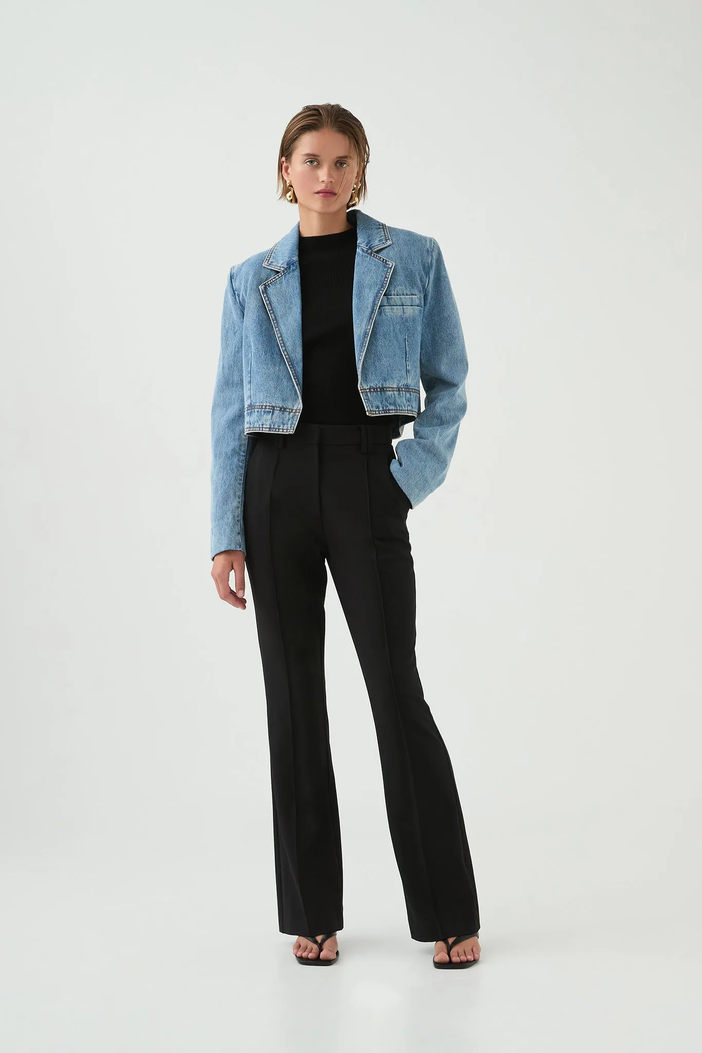 Juno Cropped Denim Blazer