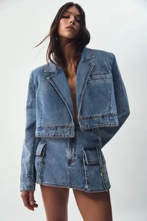 Juno Cropped Denim Blazer
