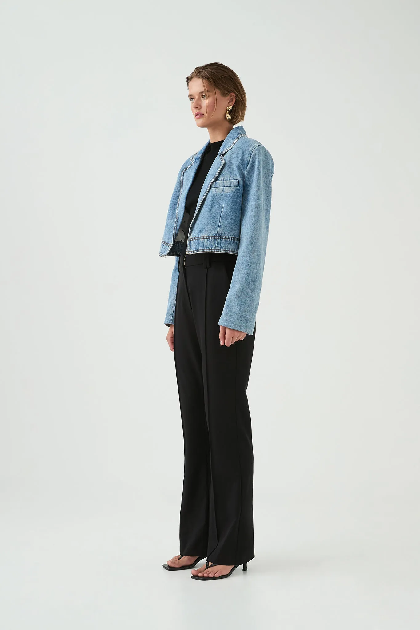 Juno Cropped Denim Blazer