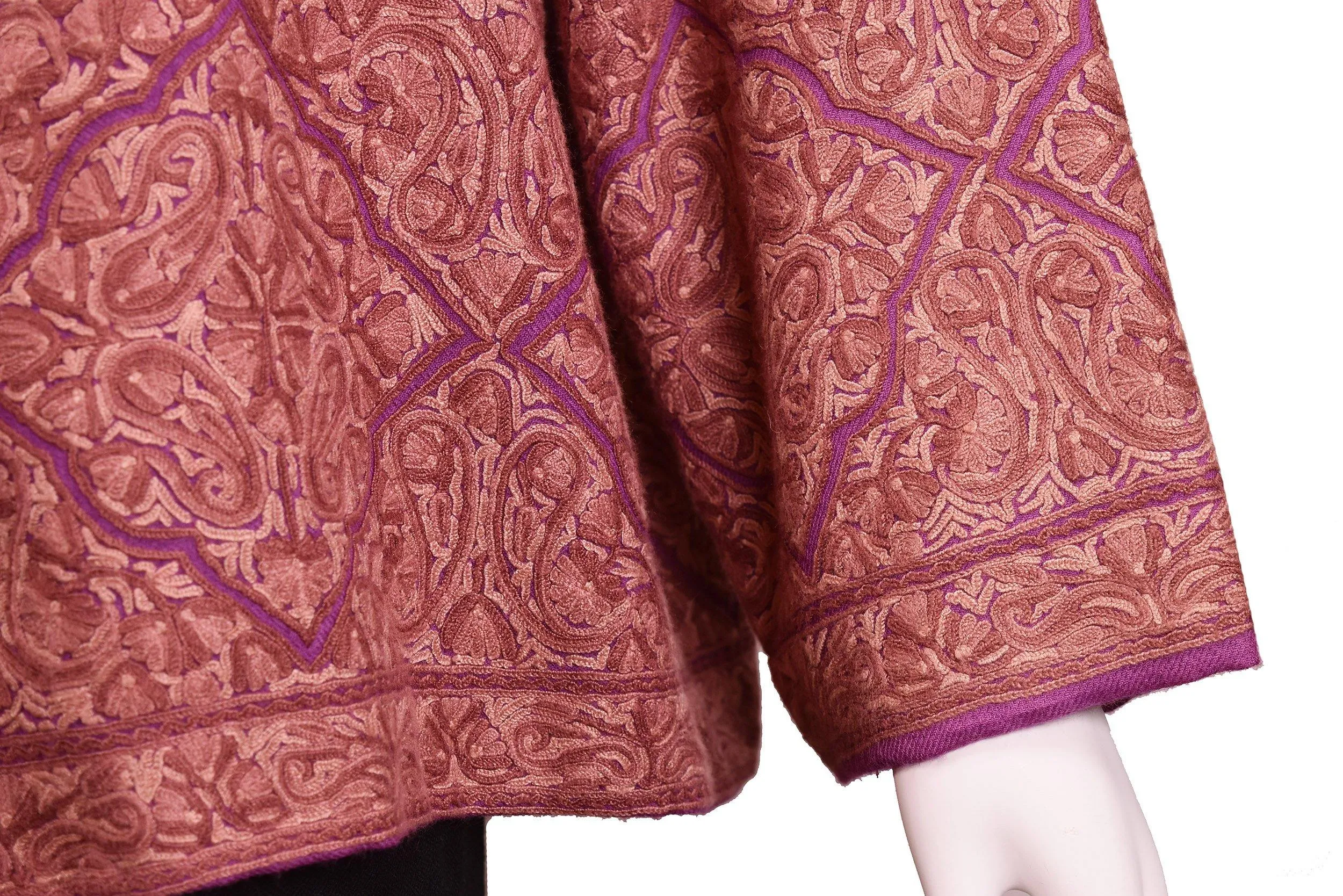Juno Lavender Jacket Dinner Cashmere Evening Dress Coat Floral Hand Embroidered Kashmir