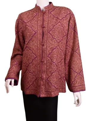 Juno Lavender Jacket Dinner Cashmere Evening Dress Coat Floral Hand Embroidered Kashmir