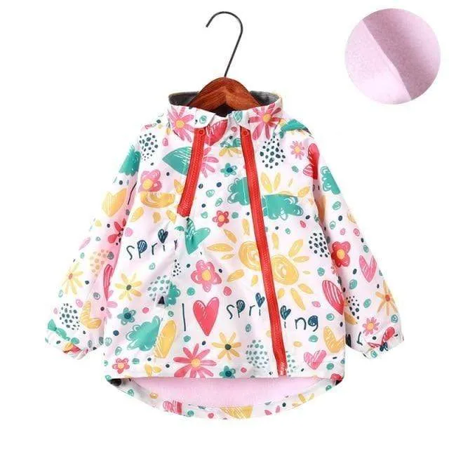 Kids Cartoon Print Hooded Jackets