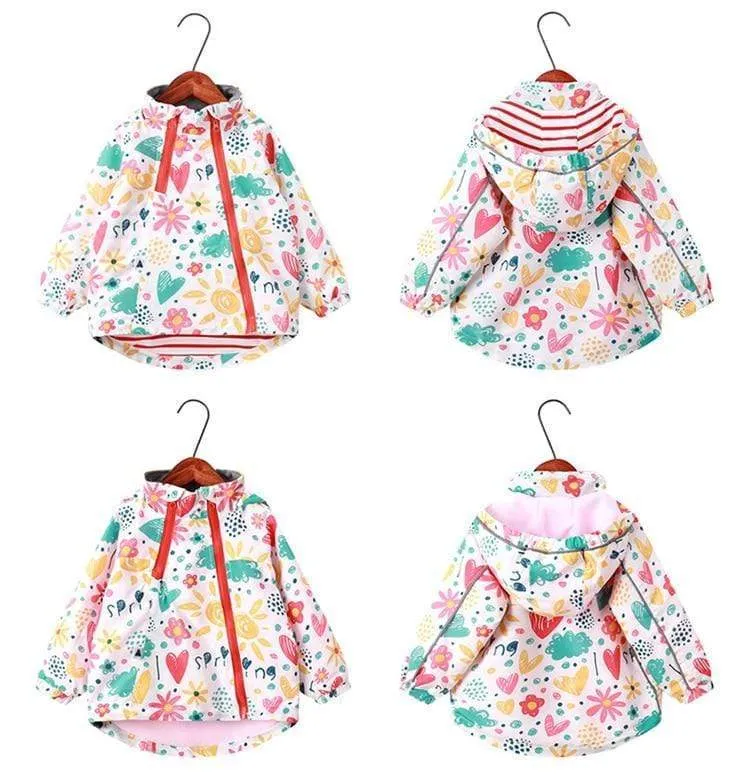 Kids Cartoon Print Hooded Jackets