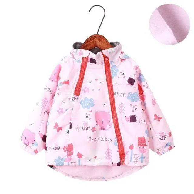 Kids Cartoon Print Hooded Jackets