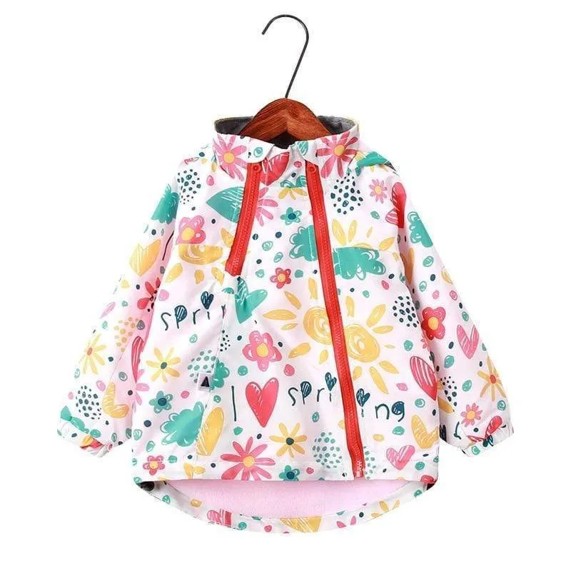 Kids Cartoon Print Hooded Jackets
