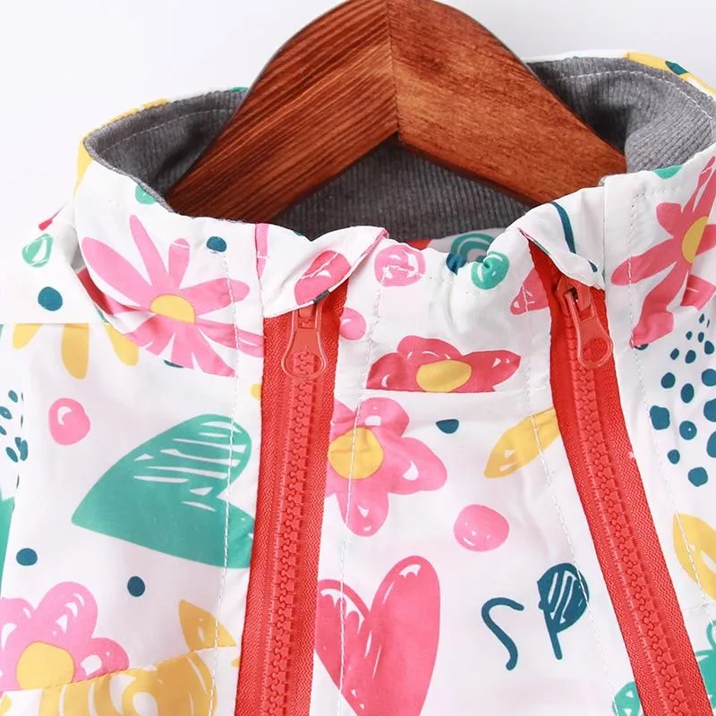 Kids Cartoon Print Hooded Jackets
