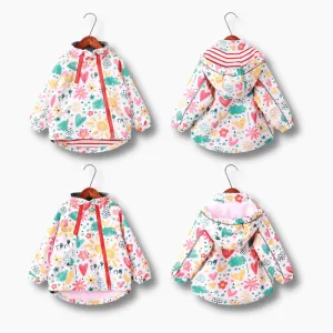 Kids Cartoon Print Hooded Jackets