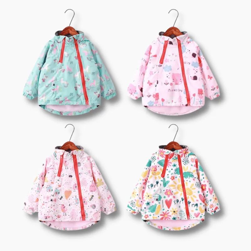 Kids Cartoon Print Hooded Jackets