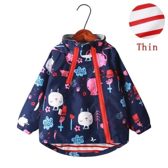 Kids Cartoon Print Hooded Jackets