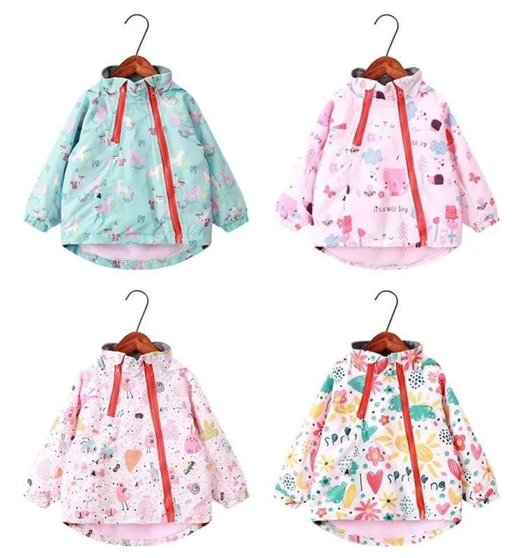 Kids Cartoon Print Hooded Jackets
