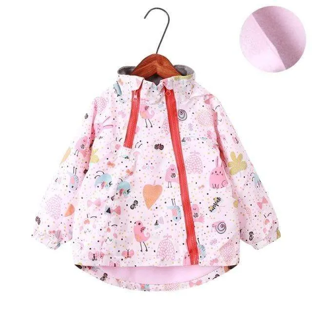 Kids Cartoon Print Hooded Jackets