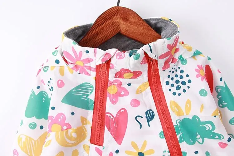 Kids Cartoon Print Hooded Jackets