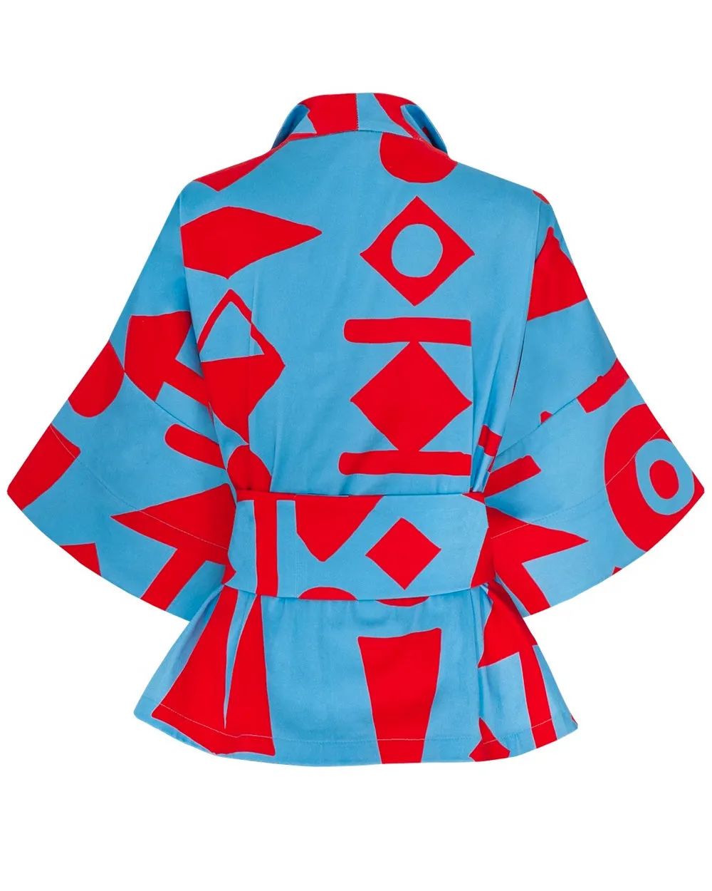 Mikado Blue Geometria Blouse Claudia Cotton