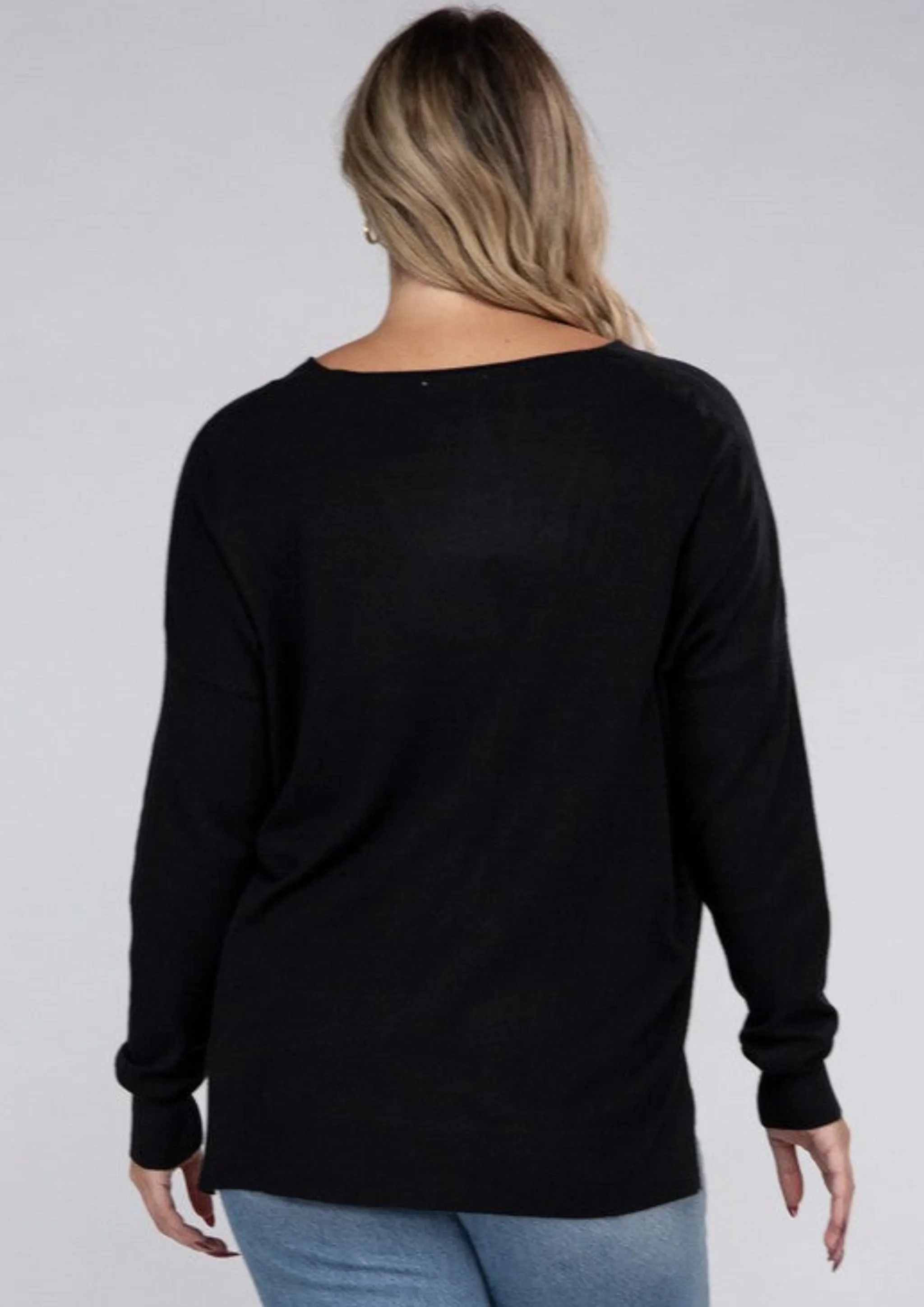 *PLUS* The Rae V-Neck Front Seam Sweater