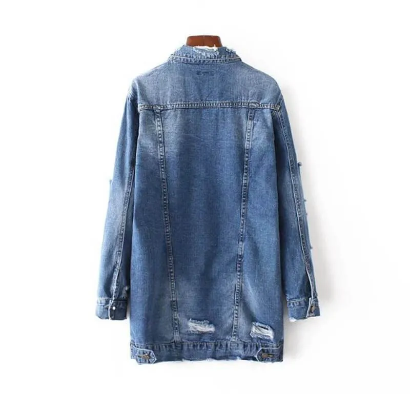 Ripped Denim Shirt Jacket