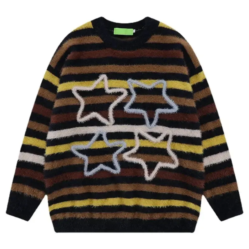 Round Neck Plush Embroidery Loose Sweater