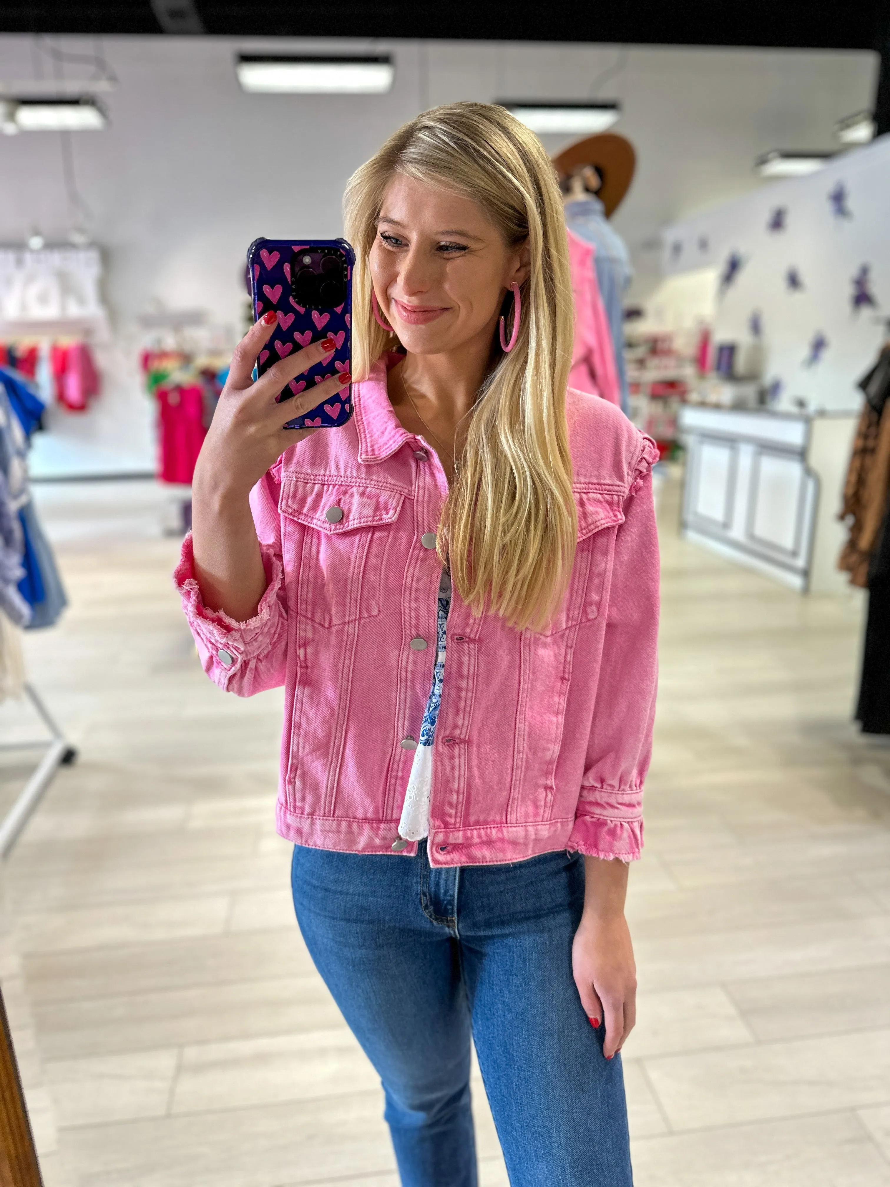 Rylee Pink Denim Jacket