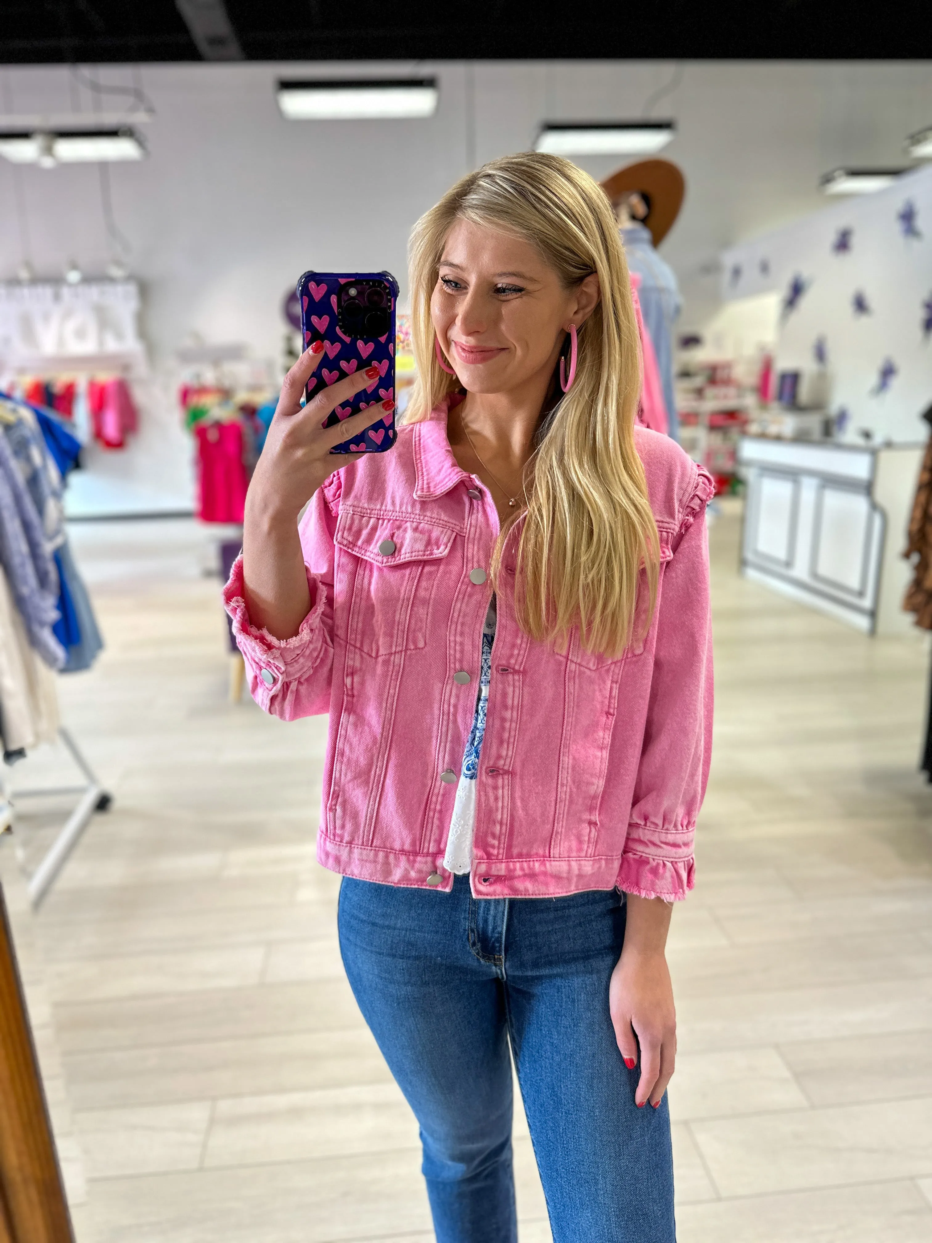 Rylee Pink Denim Jacket