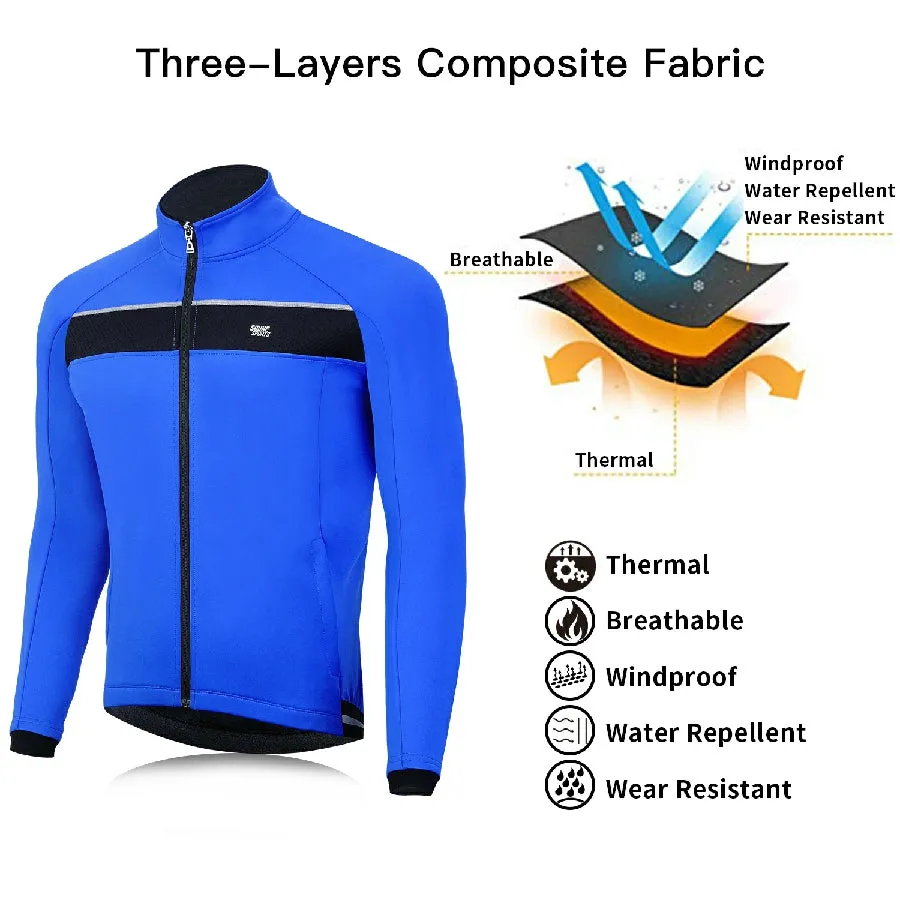 Souke Sports Men's Water Resistance Windbreaker Cycling Jacket with Pockets-JA0700-Blue
