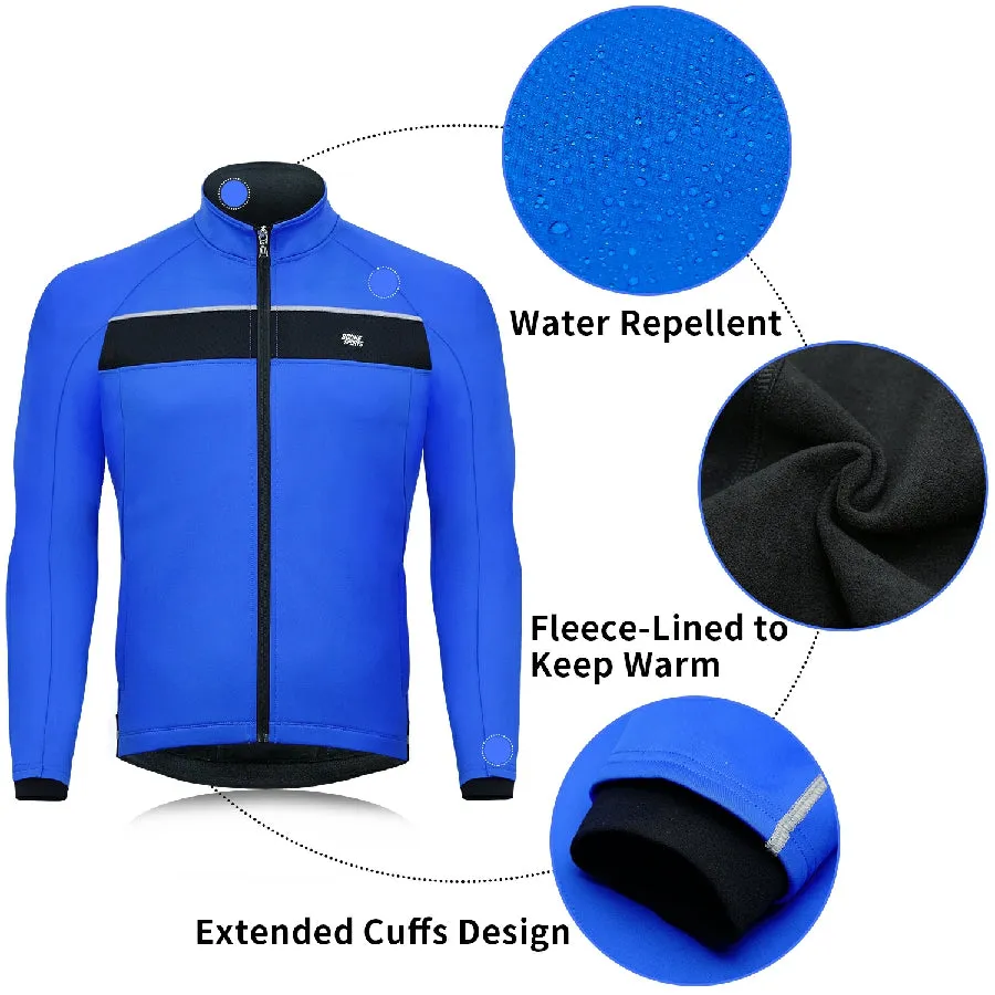 Souke Sports Men's Water Resistance Windbreaker Cycling Jacket with Pockets-JA0700-Blue