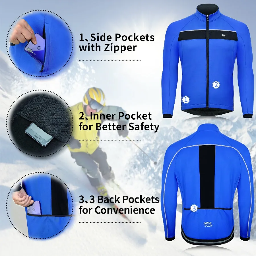 Souke Sports Men's Water Resistance Windbreaker Cycling Jacket with Pockets-JA0700-Blue