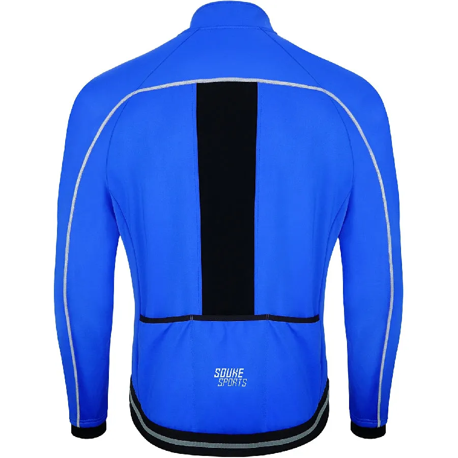 Souke Sports Men's Water Resistance Windbreaker Cycling Jacket with Pockets-JA0700-Blue