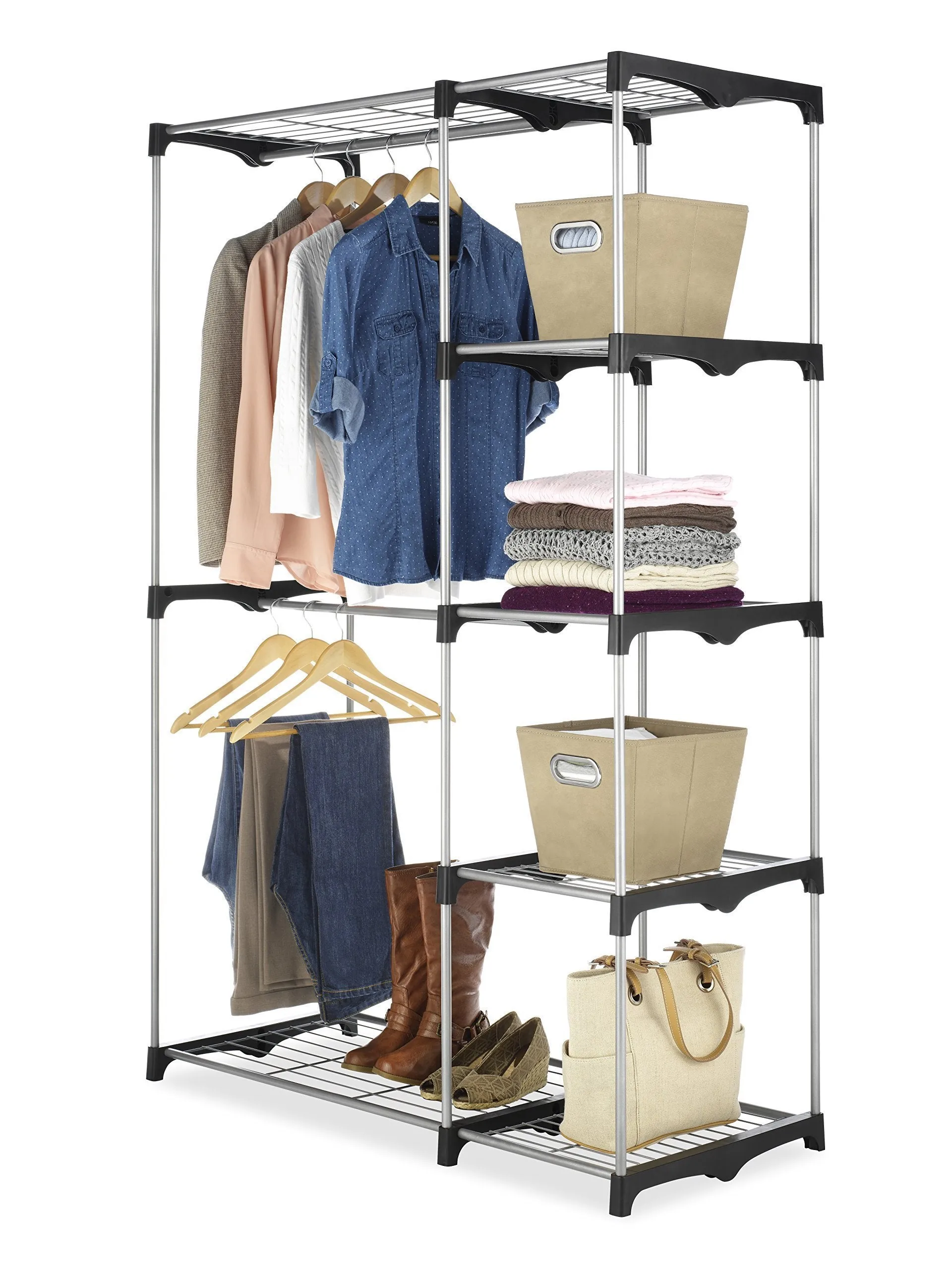 Whitmor Double Rod Freestanding Closet Heavy Duty Storage Organizer