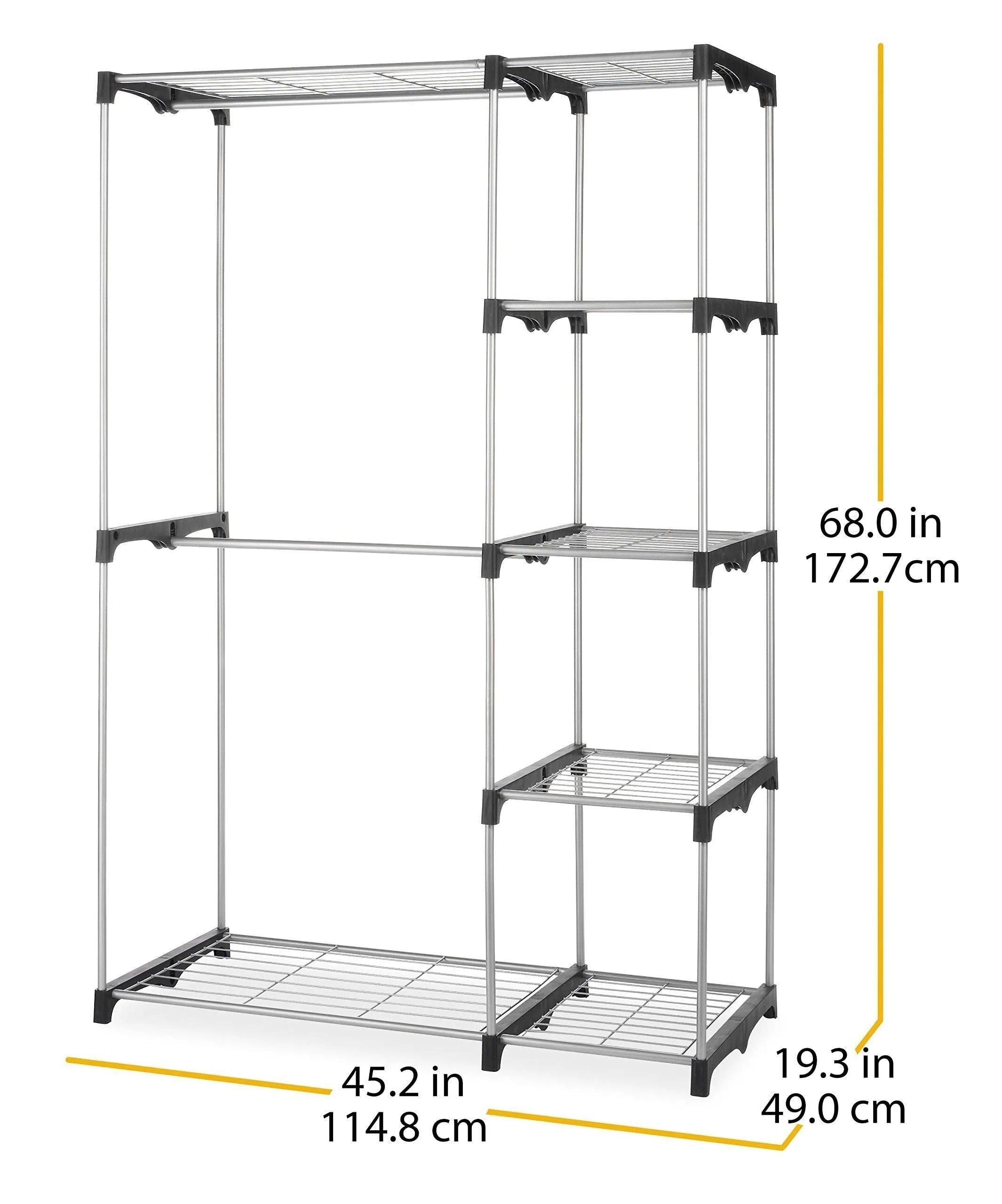 Whitmor Double Rod Freestanding Closet Heavy Duty Storage Organizer