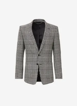 Wool Cotton Check Blazer Black Combo